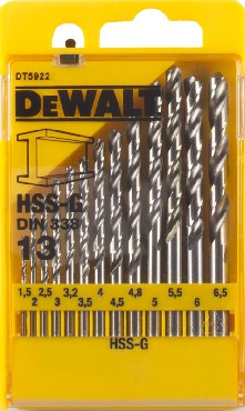 Zestaw wierte do metalu DeWalt HSS-G DIN 338 1.5-6.5 mm - 13 szt.