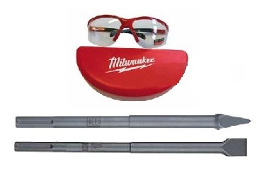 Okulary ochronne + szpicak i duto SDS-Max Milwaukee 4932352997+4932399907+4932399908
