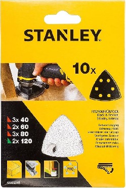 Papiery cierne Stanley FatMax - Zestaw papierw ciernych 40/60/80/120g - 10 sztuk