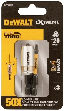 Zestaw bitw DeWalt 2 bity udarowe T20 + magnetyczny uchwyt prowadzcy EXTREME FlexTORQ