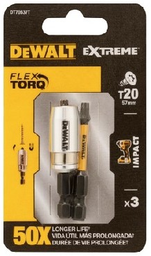 Zestaw bitw DeWalt 2 bity udarowe T20 + magnetyczny uchwyt prowadzcy EXTREME Impact Torsion