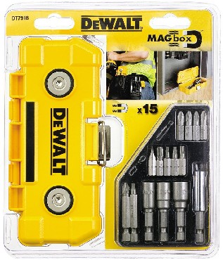 Zestaw mieszany DeWalt MAGbox - bity/nasadki + uchwyt magnetyczny - 15 sztuk