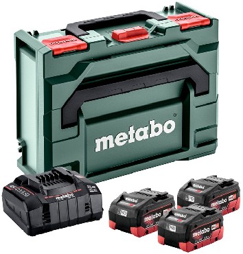 Zestaw startowy Metabo 3 akumulatory LiHD 18V/5.5Ah + adowarka ASC 145 + metaBOX