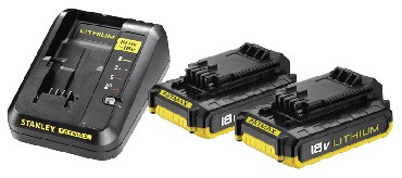Zestaw startowy Stanley 2 akumulatory 18V/2.0Ah + adowarka