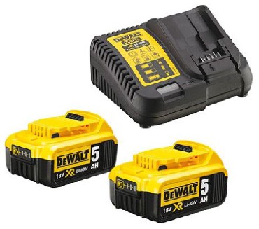 Zestaw startowy DeWalt 2 akumulatory Li-Ion 18V/5.0Ah + adowarka DCB115 4A