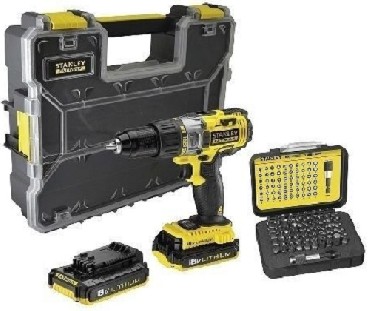Akumulatorowa wiertarko-wkrtarka udarowa Stanley FatMax FMCK625D2A - 2 akumulatory 18V/2.0Ah + organizer + zestaw bitw