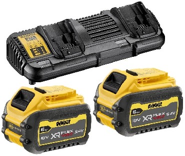 Zestaw startowy DeWalt 2 akumulatory FLEXVOLT 18-54V/6.0-2.0Ah + adowarka - 2 porty 4A