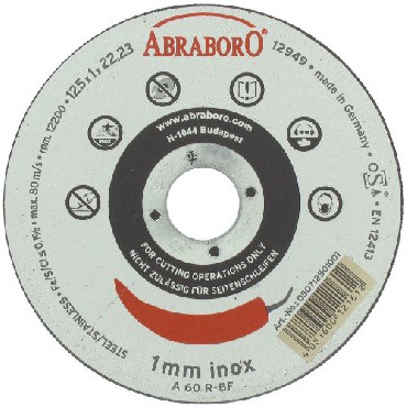 Tarcza tnca . Abraboro tarcza korundowa 125x1.0mm - metal/inox Quality