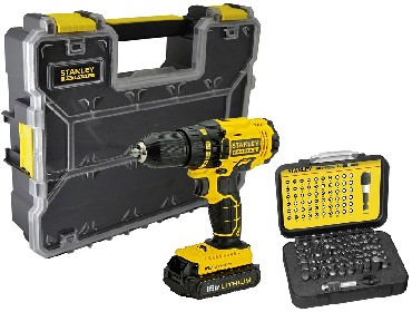 Akumulatorowa wiertarko-wkrtarka Stanley FatMax FMCK601D2A - 2 akumulatory 18V/1.3Ah + organizer + zestawem bitw