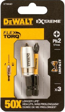 Zestaw mieszany DeWalt 2 bity udarowe Ph2 + magnetyczny uchwyt prowadzcy EXTREME FlexTORQ