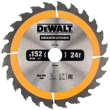 Pia tarczowa DeWalt Tarcza do drewna CONSTRUCTION 152x20mm 24T (AC)