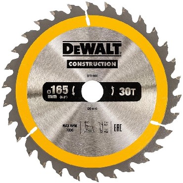 Pia tarczowa DeWalt Tarcza do drewna CONSTRUCTION 165x20mm 30T (AC)