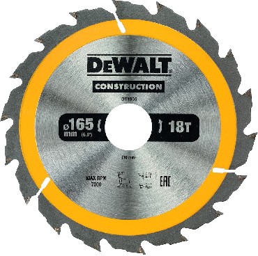 Pia tarczowa DeWalt Tarcza do drewna CONSTRUCTION 165x30mm 18T (AC)