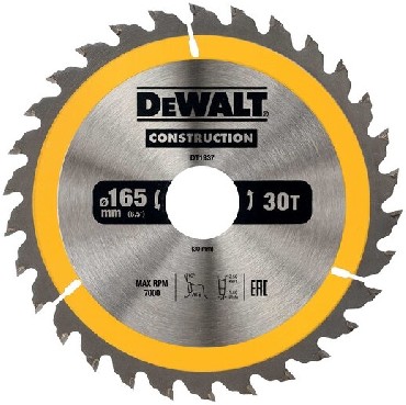 Pia tarczowa DeWalt Tarcza do drewna CONSTRUCTION 165x30mm 30T (AC)