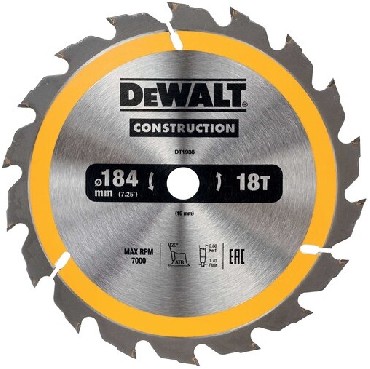 Pia tarczowa DeWalt Tarcza do drewna CONSTRUCTION 184x16mm 18T (AC)