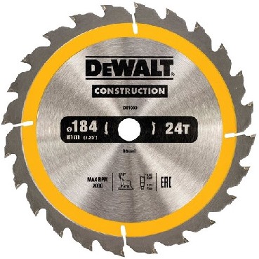 Pia tarczowa DeWalt Tarcza do drewna CONSTRUCTION 184x16mm 24T (AC)