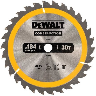 Pia tarczowa DeWalt Tarcza do drewna CONSTRUCTION 184x16mm 30T (AC)