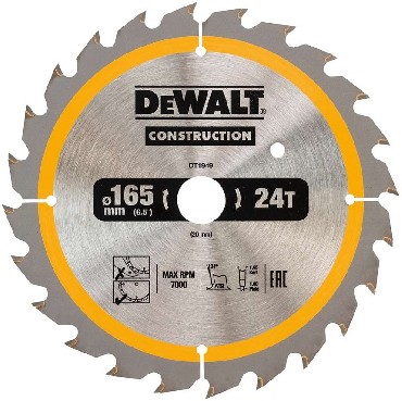 Pia tarczowa DeWalt Tarcza do drewna CONSTRUCTION 165x20mm 24T (DC)