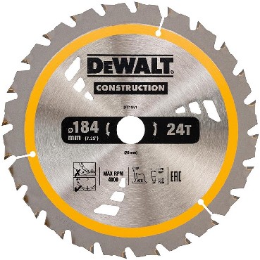 Pia tarczowa DeWalt Tarcza do drewna CONSTRUCTION 184x20mm 24T (DC)