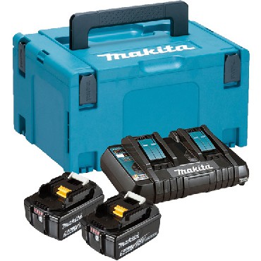 Akumulator Makita 2 akumulatory 18V/5.0Ah + adowarka dwuportowa w walizce MAKPAC