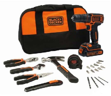 Akumulatorowa wiertarko-wkrtarka Black&Decker BDCDC18HTSA - akumulator 18V/1.5Ah + 20 akcesoriw