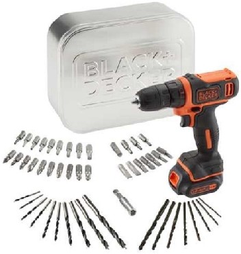 Akumulatorowa wiertarko-wkrtarka Black&Decker BDCDD12AT - akumulator 10.8V/1.5Ah + 50 akcesoriw