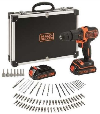 Akumulatorowa wiertarko-wkrtarka udarowa Black&Decker BDCHD18BAFC - 2 akumulatory 18V/1.5Ah + 80 akcesoriw