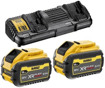 Zestaw startowy DeWalt 2 akumulatory FLEXVOLT 18-54V/9.0-3.0Ah + adowarka - 2 porty 4A