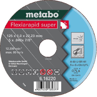Tarcza tnca Metabo Flexiarapid super A 60-U 125x1.0x22.23 INOX