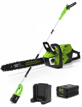 Pia acuchowa akumulatorowa Greenworks 60V ZESTAW - PILARKA + PILARKA NA WYSIGNIKU (4Ah + adowarka)