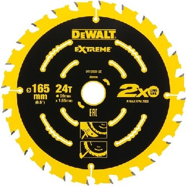 Pia tarczowa DeWalt Tarcza do drewna EXTREME 165x20mm 24T ZN