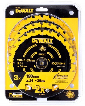 Pia tarczowa DeWalt 3 tarcze do drewna EXTREME 190x30mm 24T