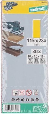 Papiery cierne Wolfcraft 115x280 mm - gr. 40/80/120 - 30 szt.