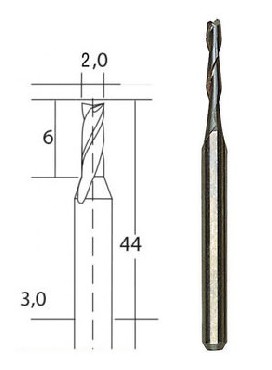 Osprzt do frezarek Proxxon Frez prosty z wglika wolframu 2 mm