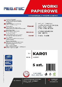 Worki do odkurzacza Starmix MEGATEC KAR01 do Karcher 17 L - 5 sztuk