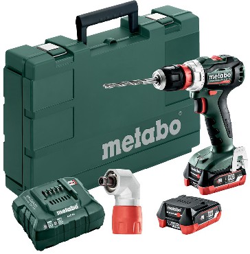 Akumulatorowa wiertarko-wkrtarka Metabo PowerMaxx BS 12 BL Q Pro + 2 akumulatory LiHD 12V/4.0Ah + przystawka ktowa