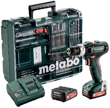 Akumulatorowa wiertarko-wkrtarka udarowa Metabo PowerMaxx SB 12 Set Mobilny warsztat + 2 akumulatory Li-Ion 12V/2.0Ah