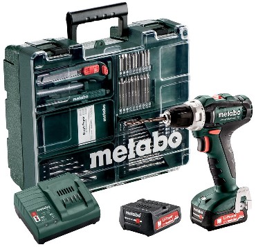 Akumulatorowa wiertarko-wkrtarka Metabo PowerMaxx BS 12 Set Mobilny warsztat + 2 akumulatory Li-Ion 12V/2.0Ah