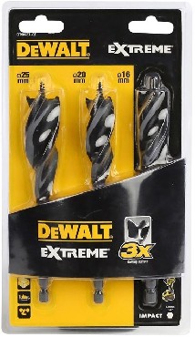 Zestaw wierte spiralnych DeWalt 3 ostrzowe wierta do drewna EXTREME 16-25mm - 3 sztuki