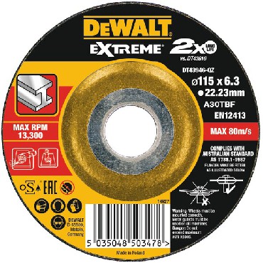 Tarcza cierna DeWalt EXTREME 115x6.3x22.2 METAL