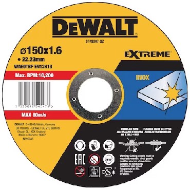 Tarcza cierna DeWalt 150x1.6x22.23 EXTREME INOX