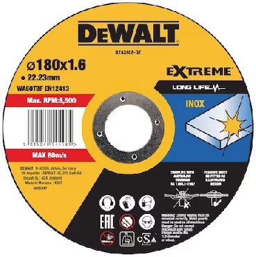 Tarcza cierna DeWalt 180x1.6x22.23 EXTREME LONG LIFE inox