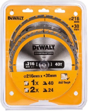 Pia tarczowa DeWalt 3 tarcze CONSTRUCTION 216x30x2.6mm T24/40