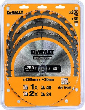 Pia tarczowa DeWalt 3 tarcze CONSTRUCTION 250x30x3.0mm T24/48
