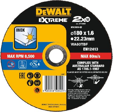 Tarcza cierna DeWalt EXTREME 180x1.6x22.2 INOX