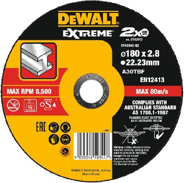 Tarcza cierna DeWalt EXTREME 180x3.0x22.2 METAL