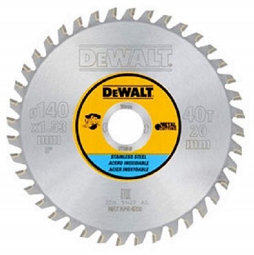 Pia tarczowa DeWalt Tarcza do stali nierdzewnej 140x20mm 40T