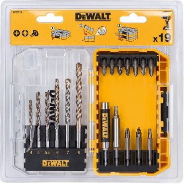 Zestaw mieszany DeWalt ToughCase+ /TSTAK - bity i wierta do betonu - 19 sztuk