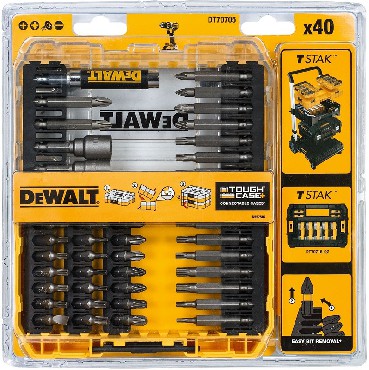 Zestaw mieszany DeWalt ToughCase+ /TSTAK - bity i nasadki - 40 sztuk