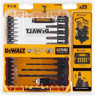 Zestaw mieszany DeWalt ToughCase+ /TSTAK - bity i wierta do metalu - 25 sztuk